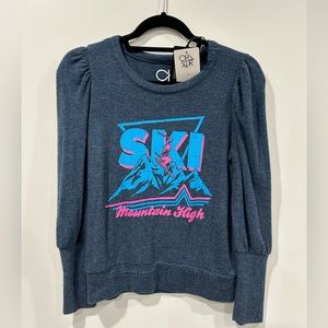 XS New CHASER Ski Puff Sleeve Sweater Top